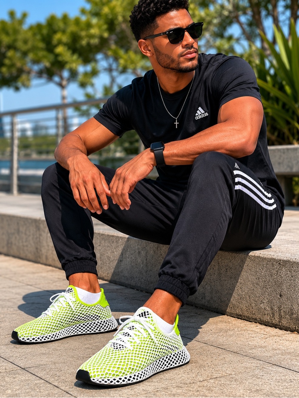 Adidas Deerupt Solar Slime Running  Shoes Size 11 EUC